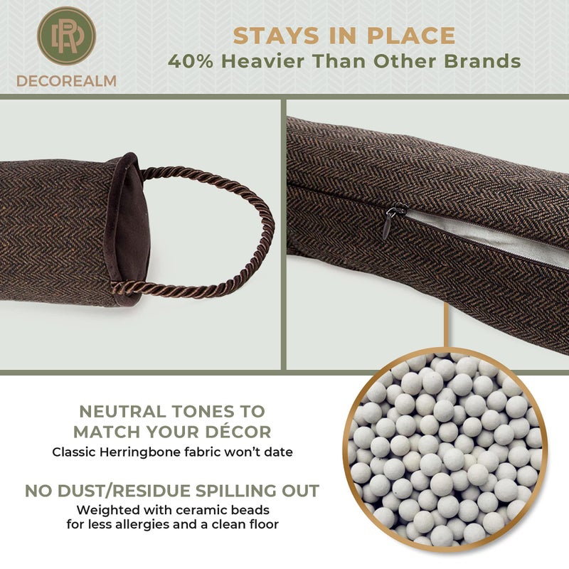 DECOREALM Under Door Draft Stopper and Blocker, Draft Guard for Doors and Windows, Decorative Fabric Cylinder Blocker Provides Weighted Door Insulation by DECOREALM (Brown, 36 Inches) - Image 3